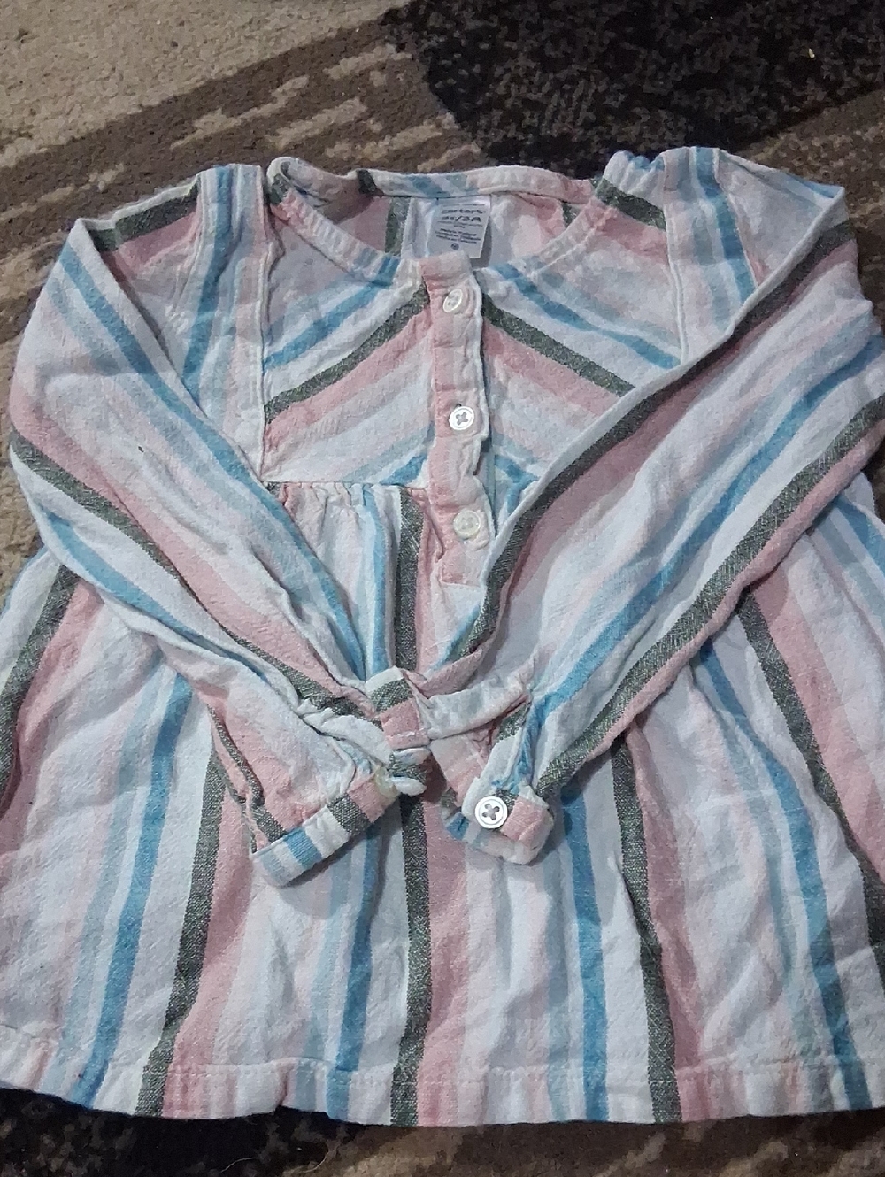 Carter's Pink, Blue & Cream Striped Button-Front Top